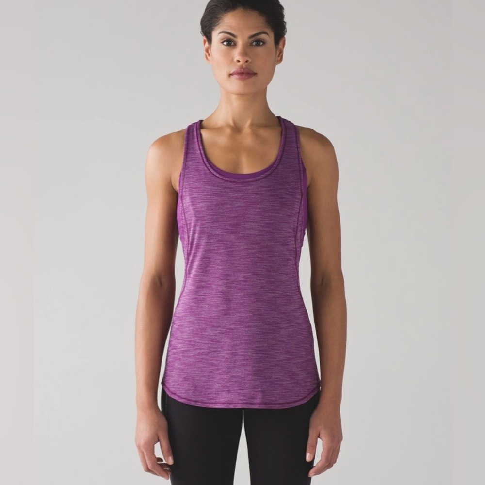 Lululemon On Track Purple Sleeveless Athletic Work Out Tank Top w/Built in Bra